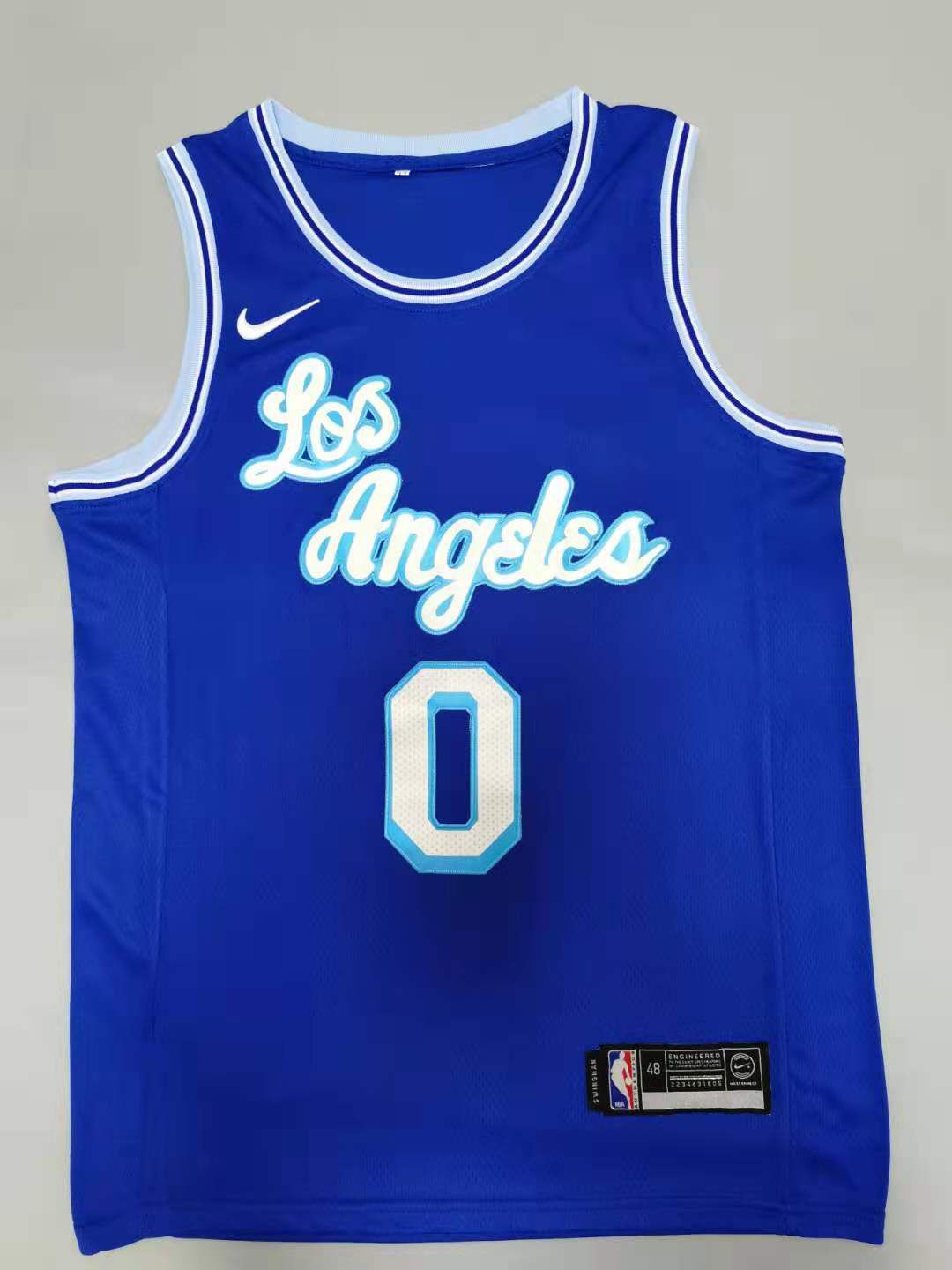Men Los Angeles Lakers #0 Westbrook Blue Game Nike 2021 NBA Jersey
